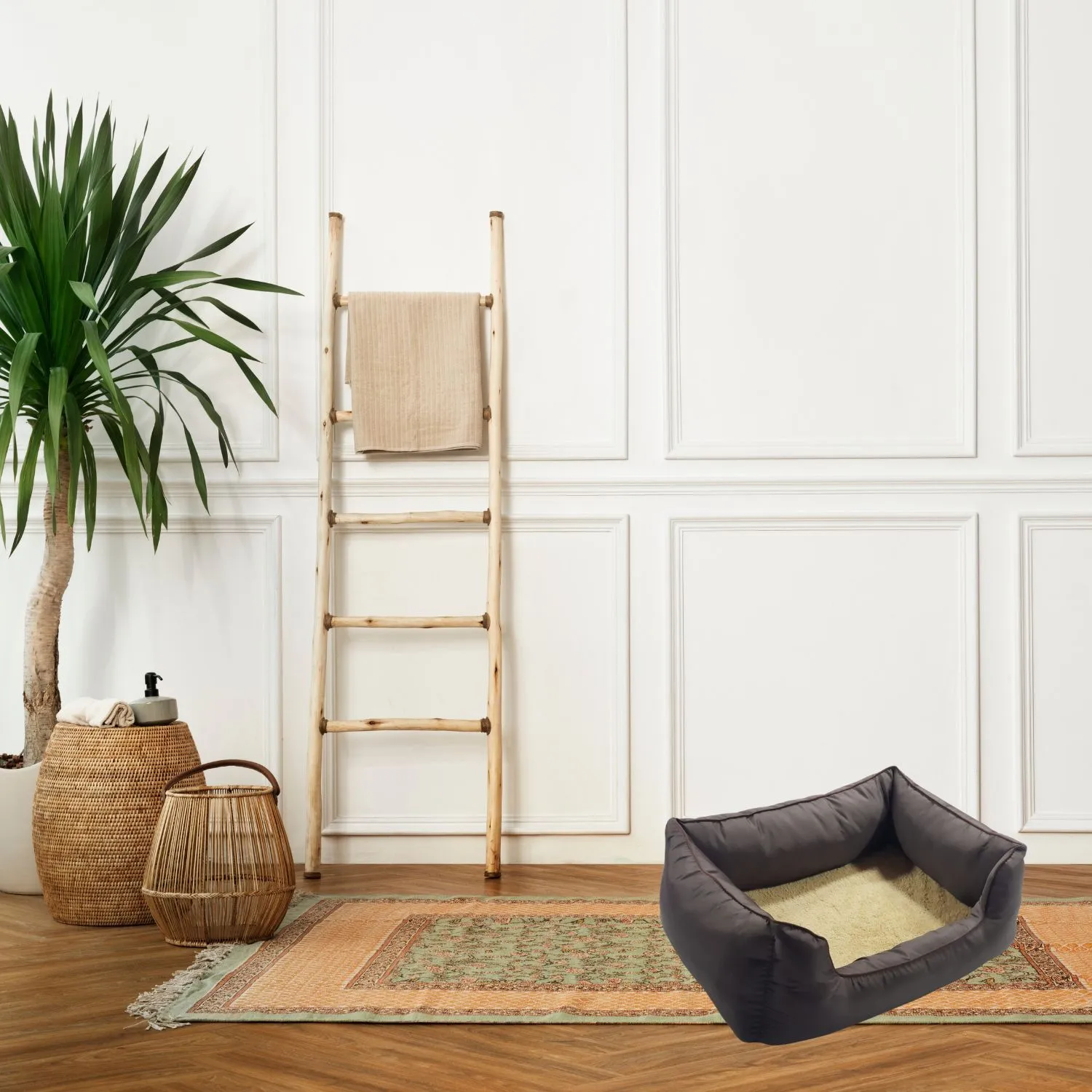 Cama Para Perro Ortopedica Bolster 90x65x15cm Grande Café Border