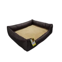 Cama Para Perro Ortopedica Bolster 70x60x15cm Mediana Café Border