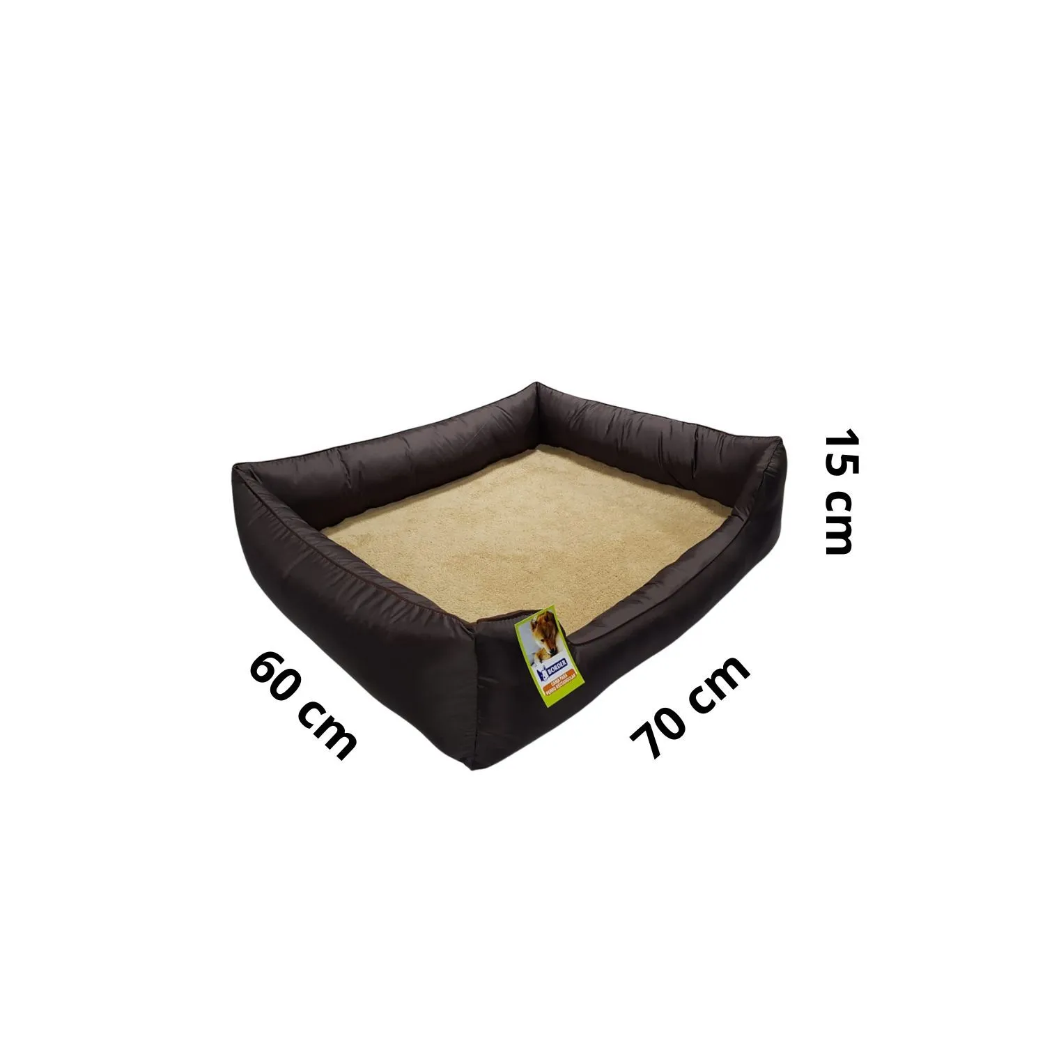 Cama Para Perro Ortopedica Bolster 70x60x15cm Mediana Café Border 4