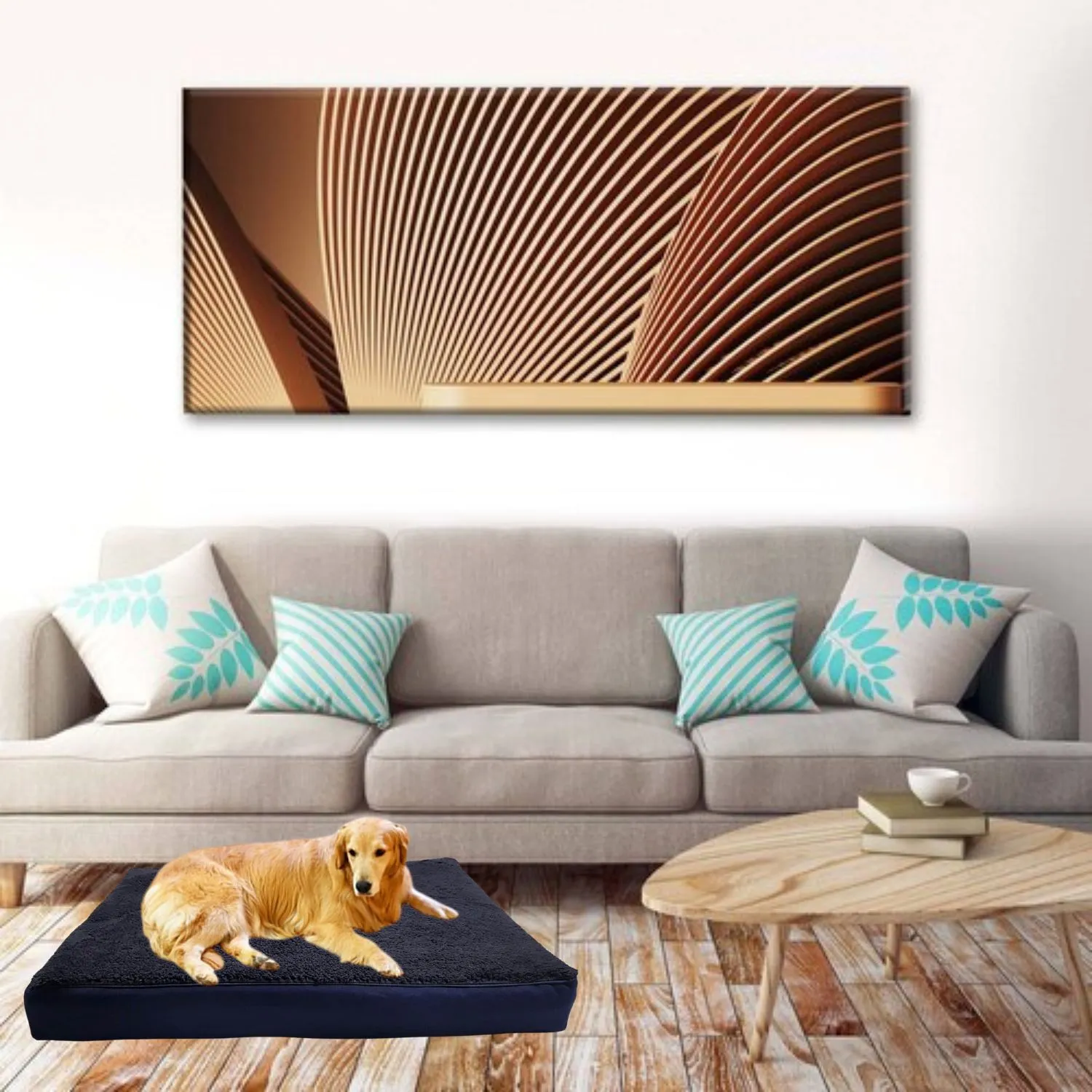 Cama para Perro Ortopedica Antiestres 100x63x10cm Grande Azul Oscuro