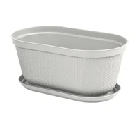 Jardinera Ovalada Rafia 40 Cm Gris Hielo Rimax
