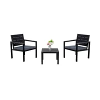 Comedor De Exterior Negro Y Gris Con 2 Sillas