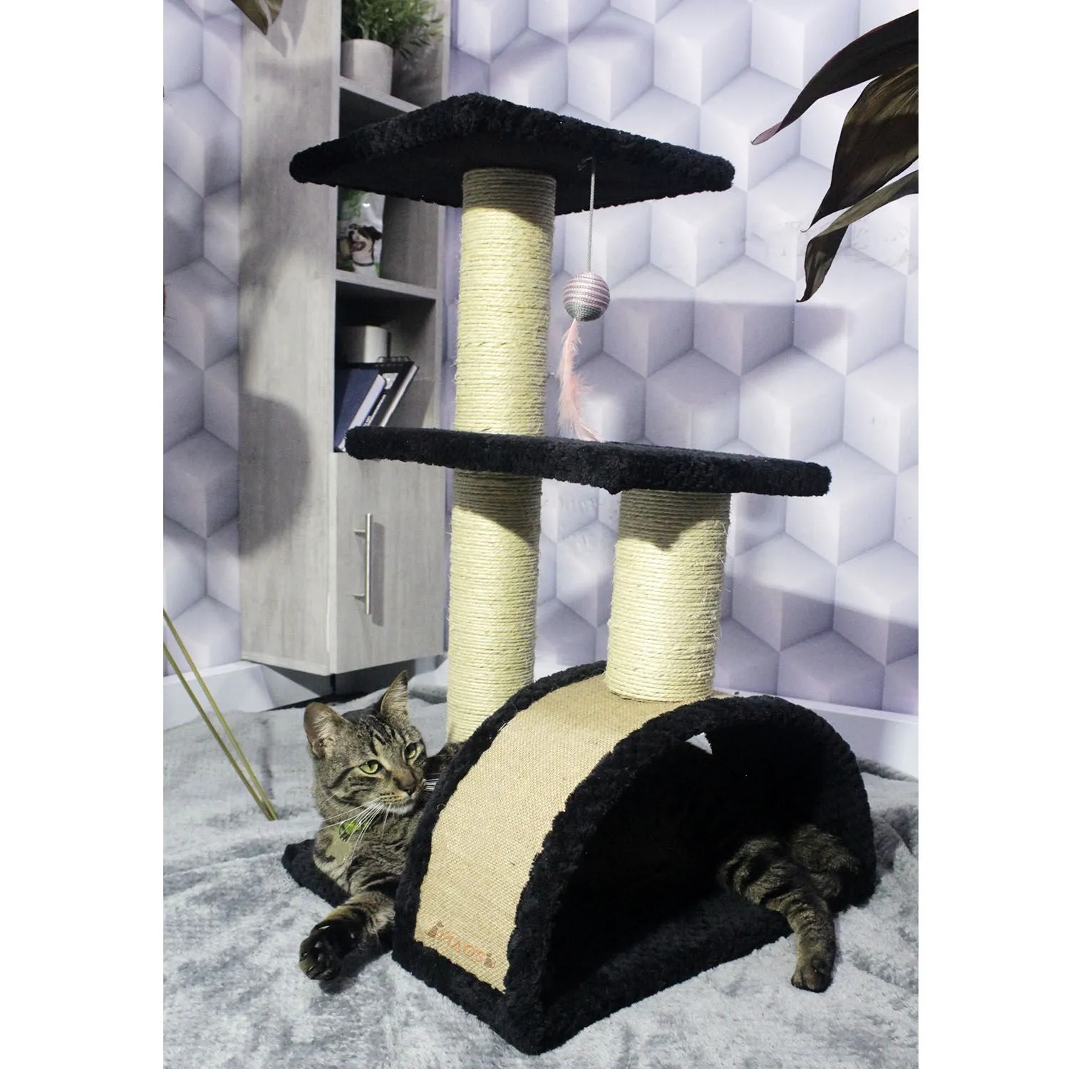 Gimnasio Rascador Para Gatos 40X40X70Cm Mediano Negro 4