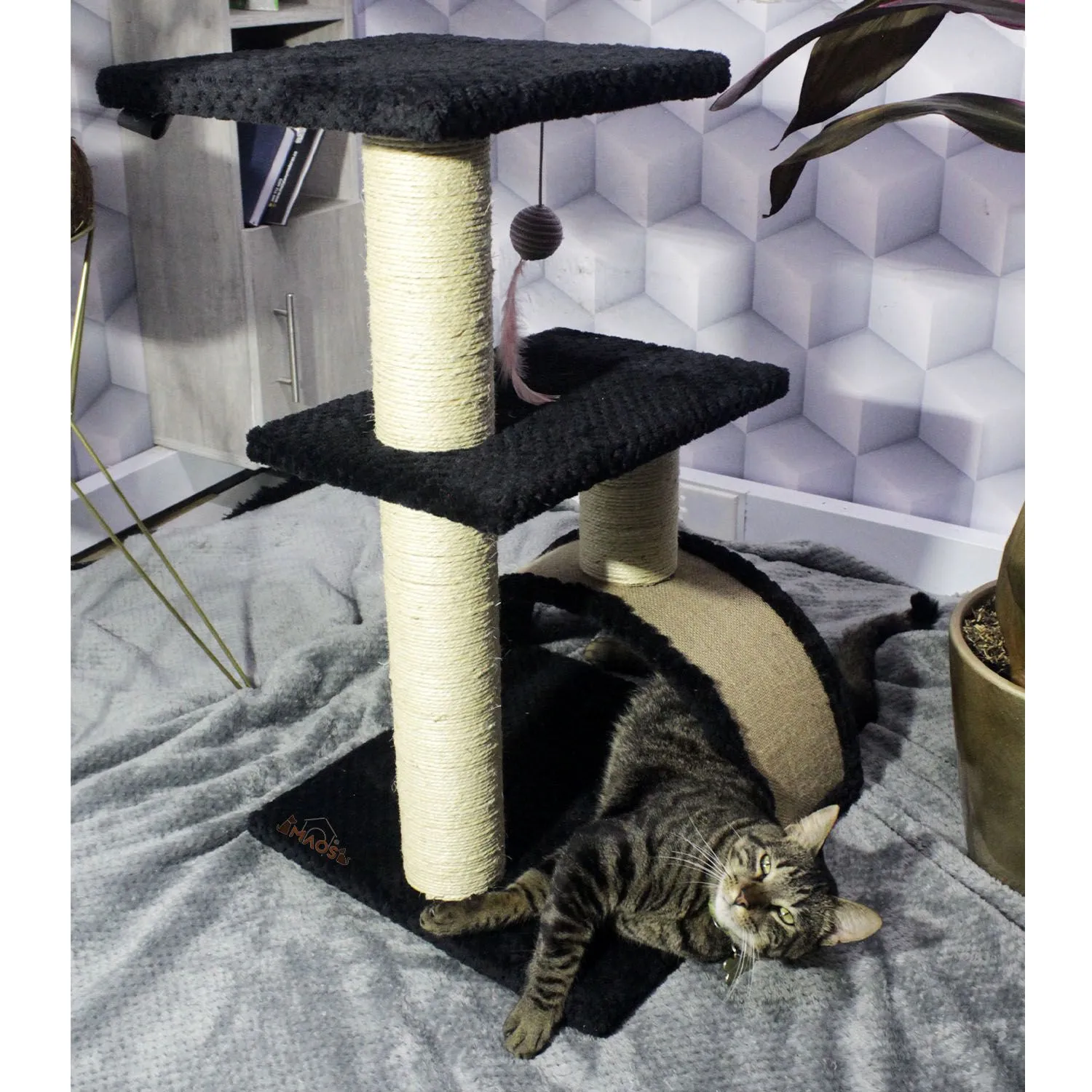 Gimnasio Rascador Para Gatos 40X40X70Cm Mediano Negro 5