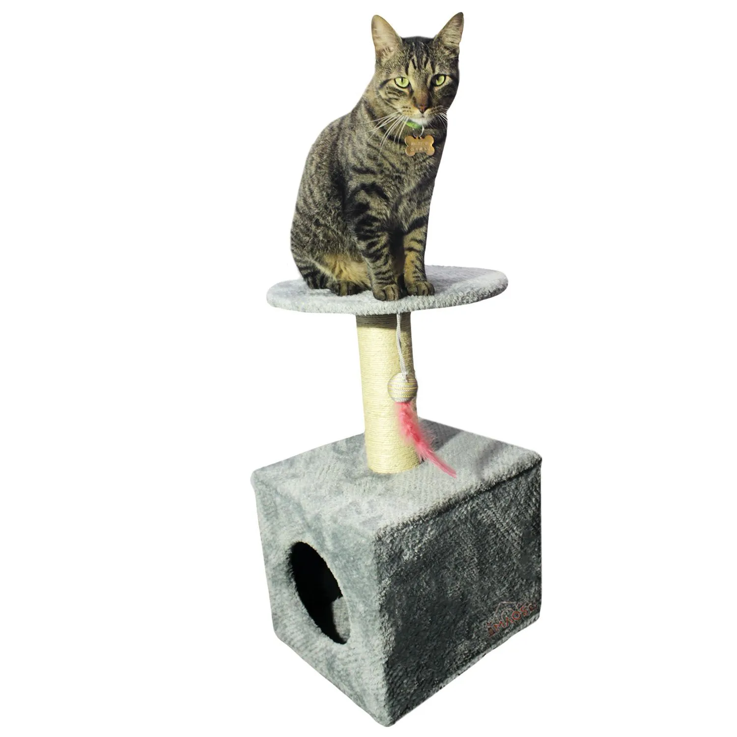 Gimnasio Rascador Para Gatos 38x32x70cm Mediano Gris