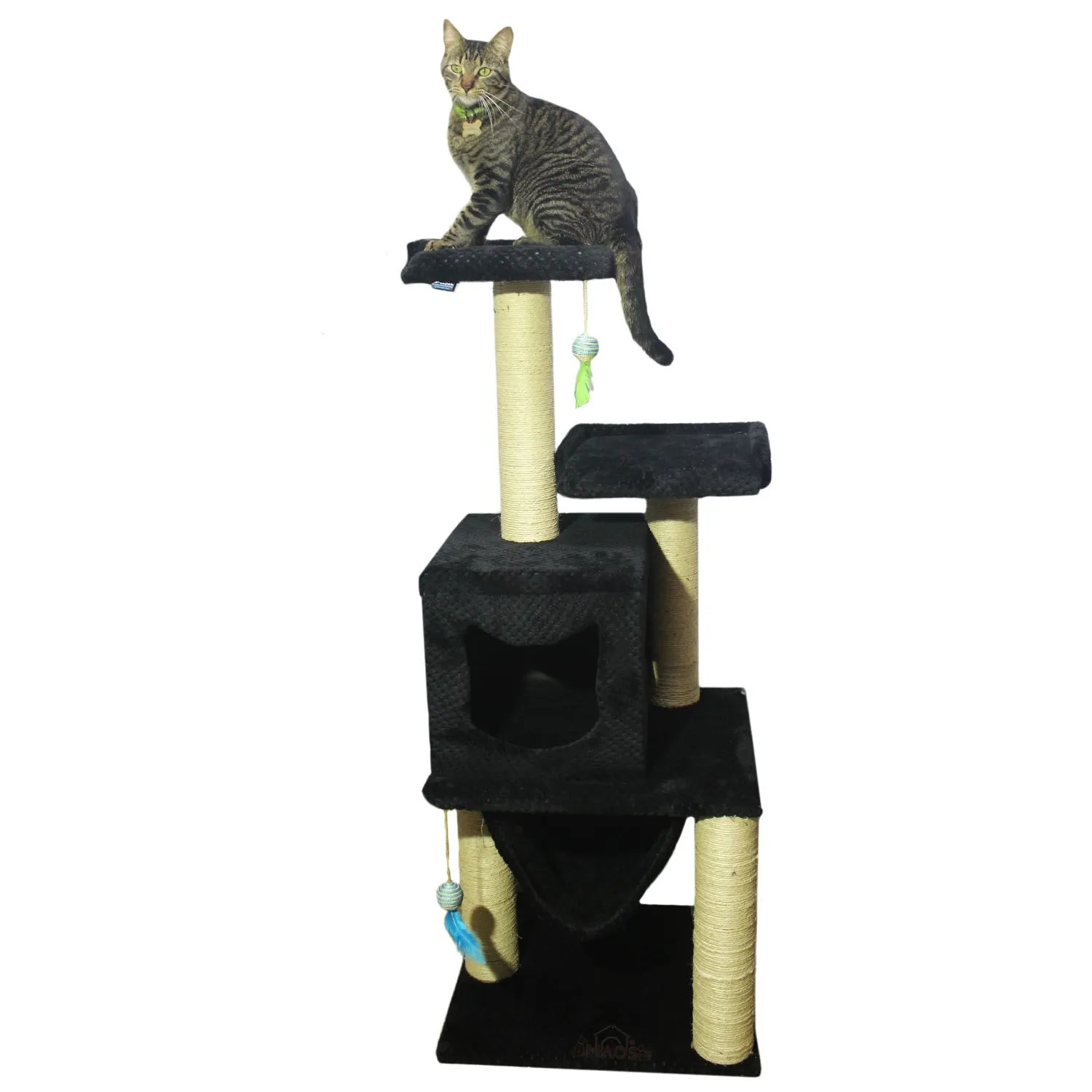 Gimnasio Rascador Para Gatos 50X45X135Cm Mediano Negro