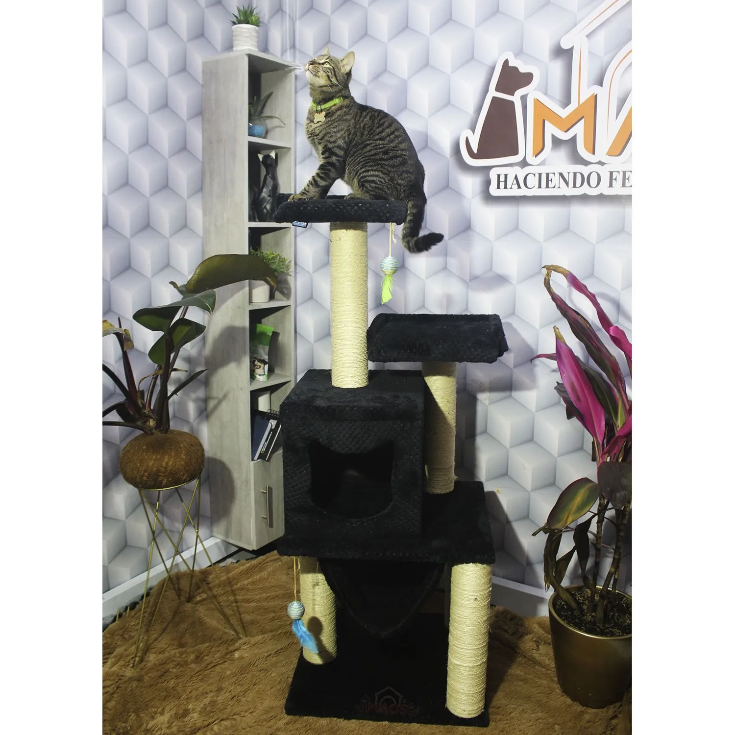 Gimnasio Rascador Para Gatos 50X45X135Cm Mediano Negro