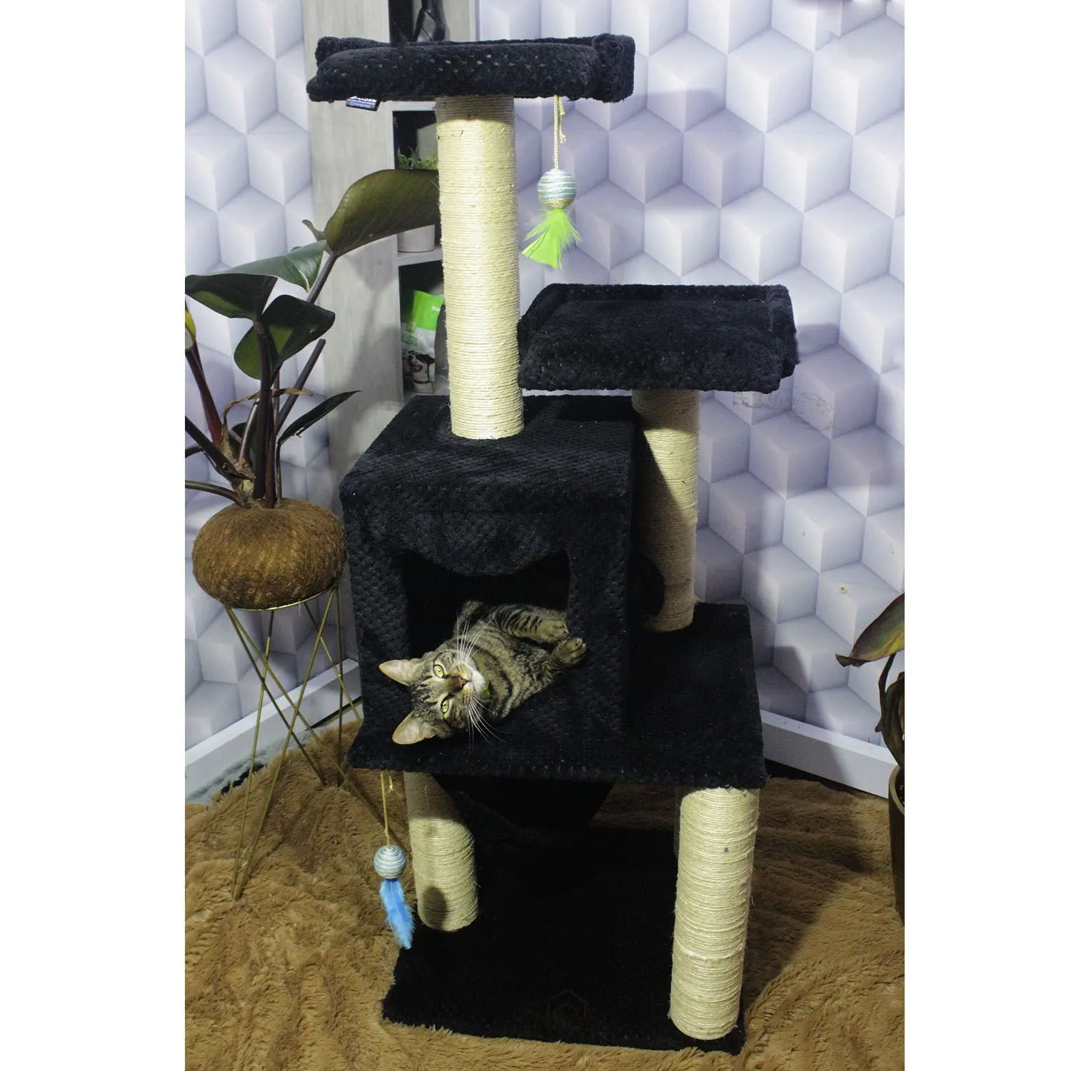 Gimnasio Rascador Para Gatos 50X45X135Cm Mediano Negro 3