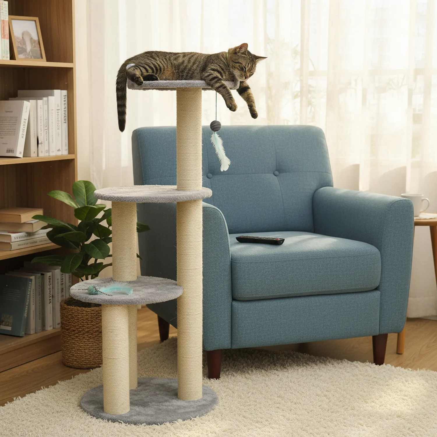 Gimnasio Rascador para Gatos Mediano Gris 45x45x126 cm 3