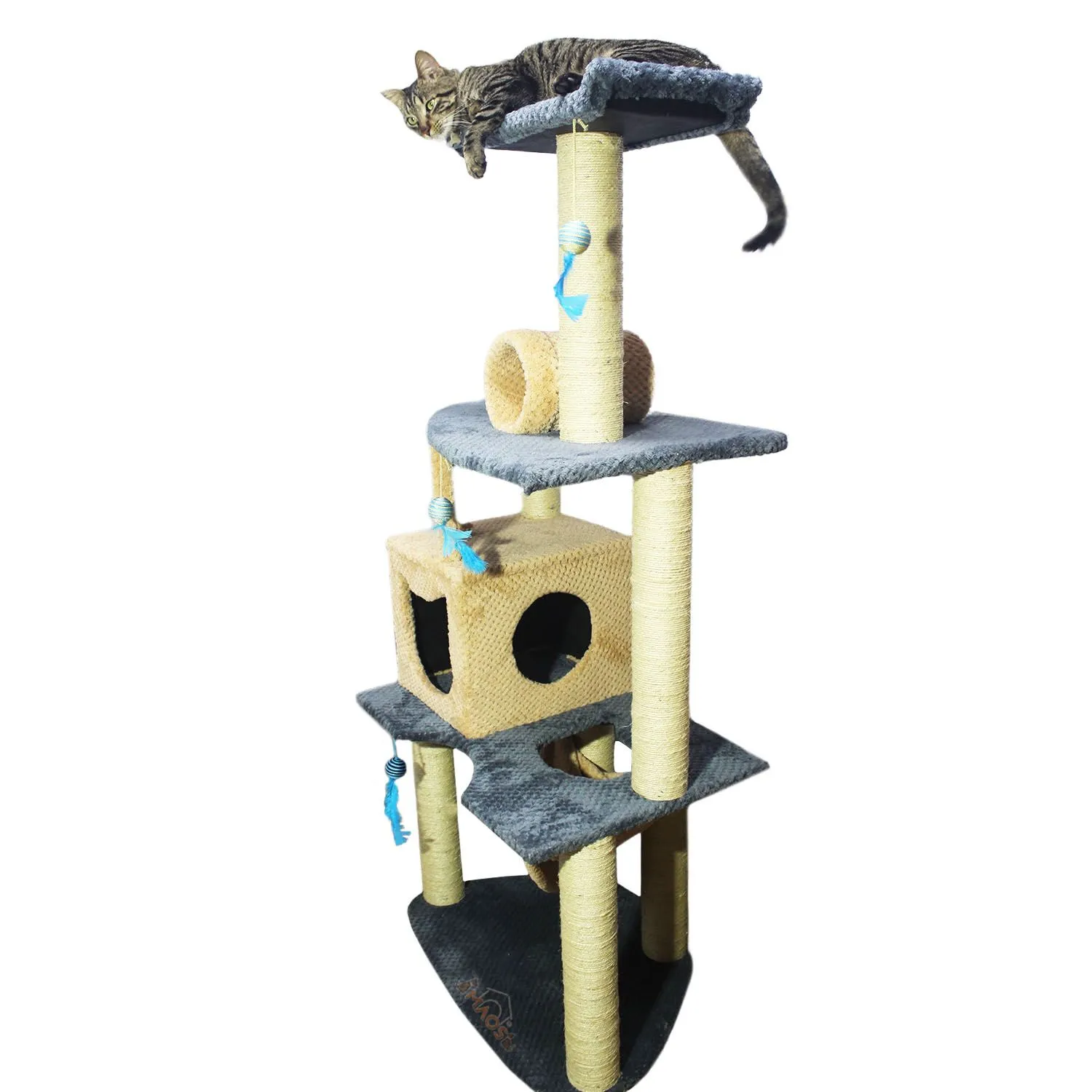 Gimnasio Rascador Para Gatos 70X50X160Cm Mediano Gris
