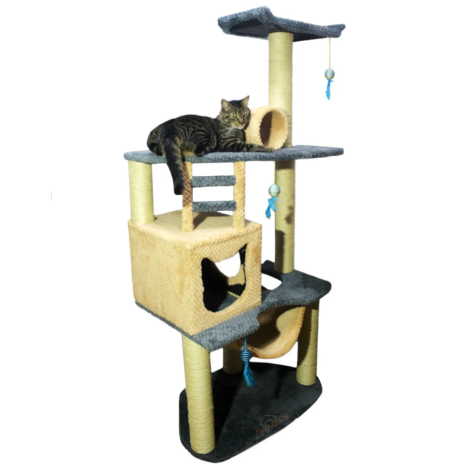 Gimnasio Rascador Para Gatos 70X50X160Cm Mediano Gris 3