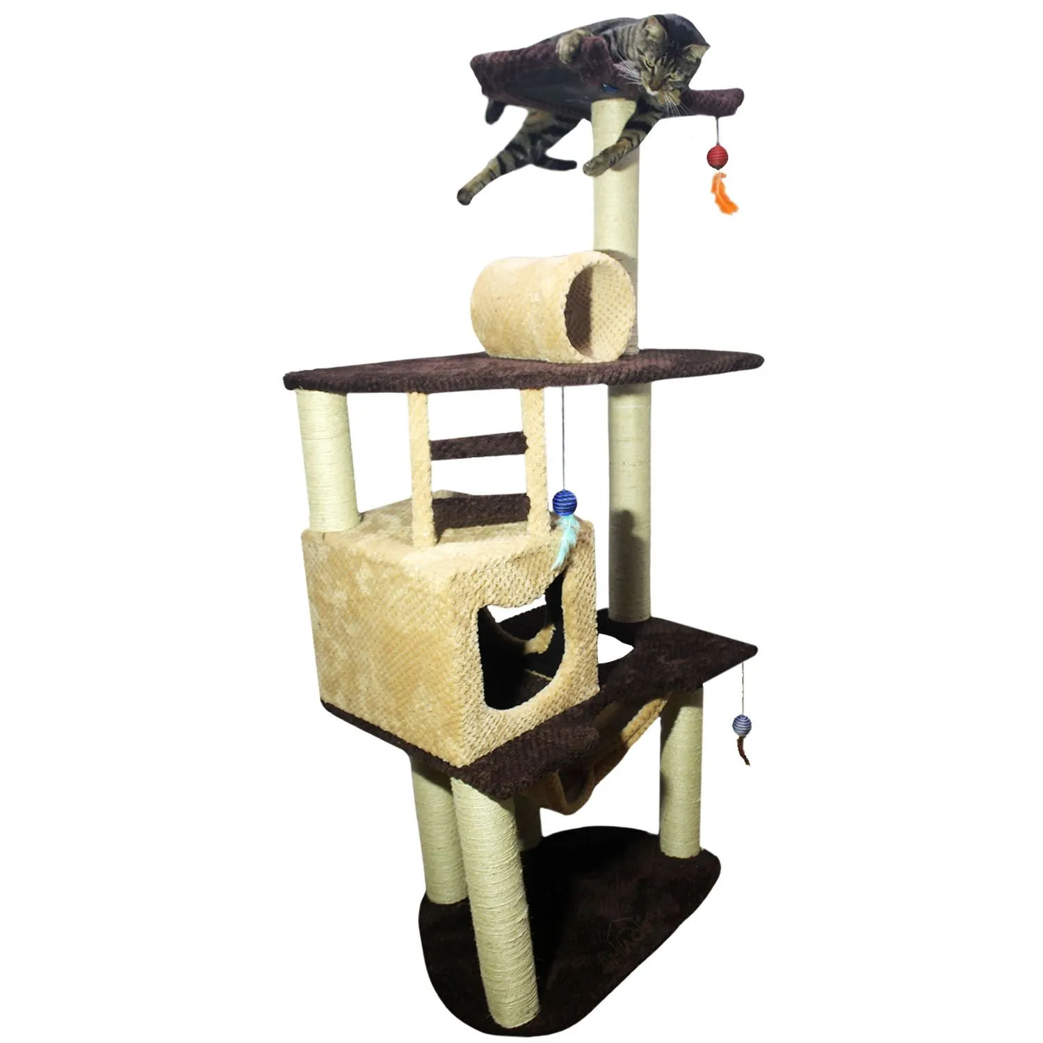 Gimnasio Rascador Para Gatos 70X50X160Cm Mediano Café