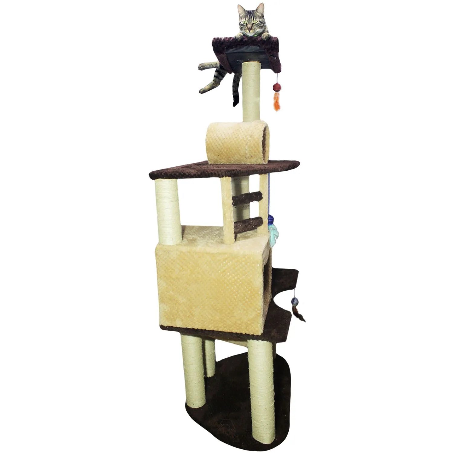 Gimnasio Rascador Para Gatos 70X50X160Cm Mediano Café 3
