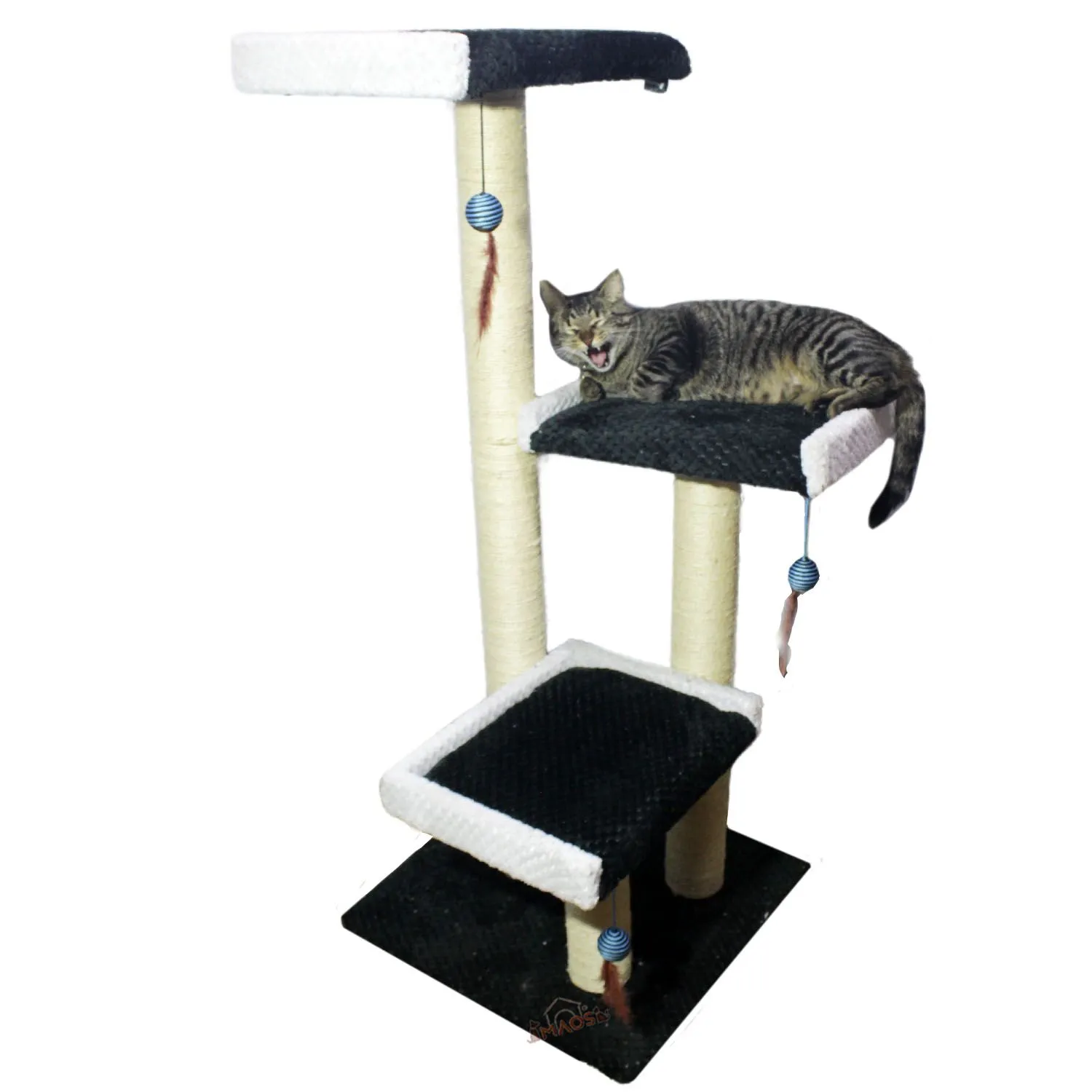 Gimnasio Rascador Para Gatos 55X55X130Cm Mediano Negro