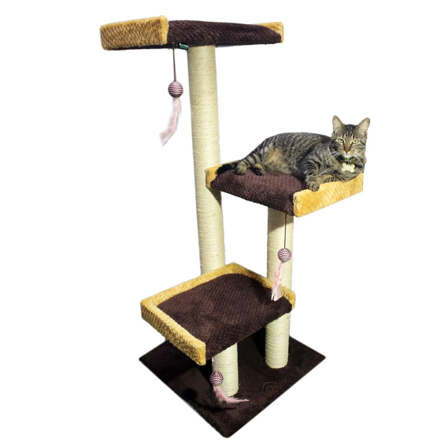 Gimnasio Rascador Para Gatos 55X55X130Cm Mediano Café