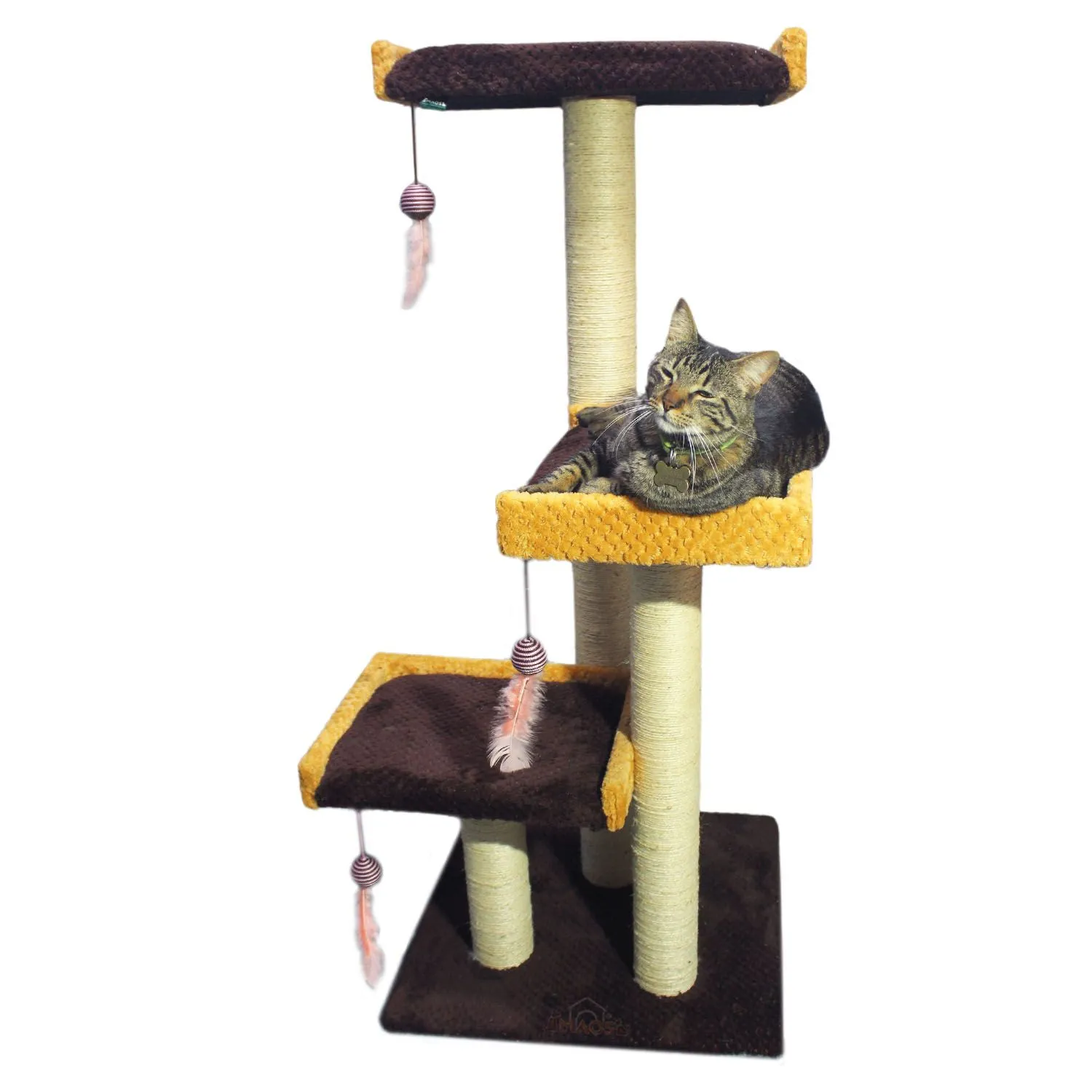 Gimnasio Rascador Para Gatos 55X55X130Cm Mediano Café