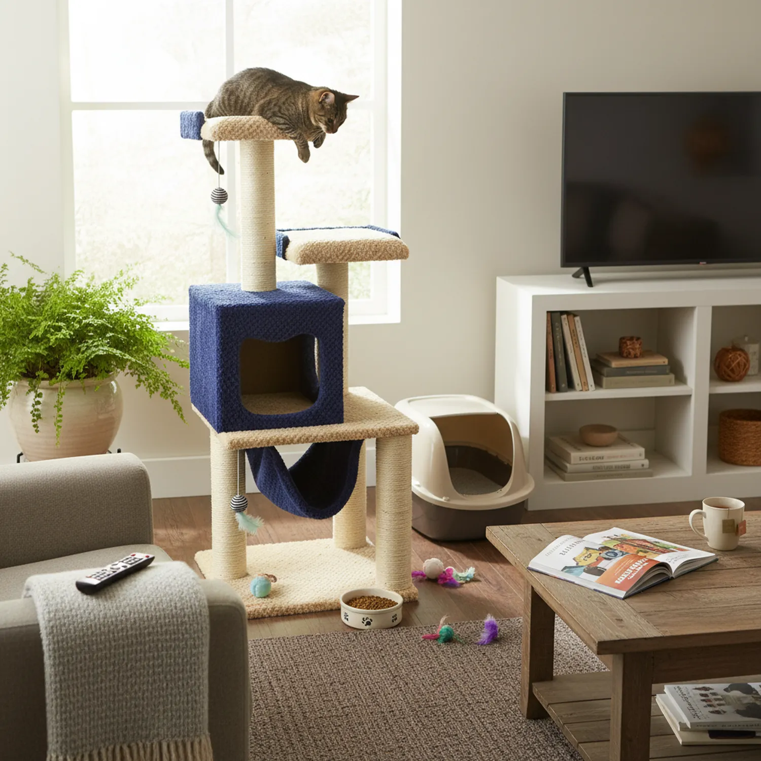 Gimnasio Rascador Para Gatos 50X45X135Cm Mediano Beige 6