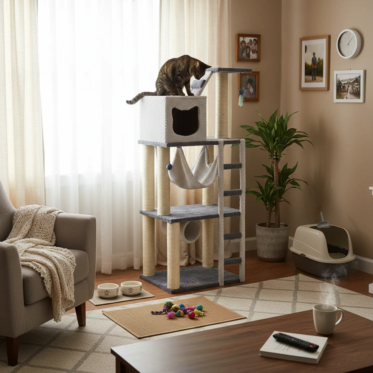 Gimnasio Rascador Para Gatos 60X40X160Cm Mediano 4