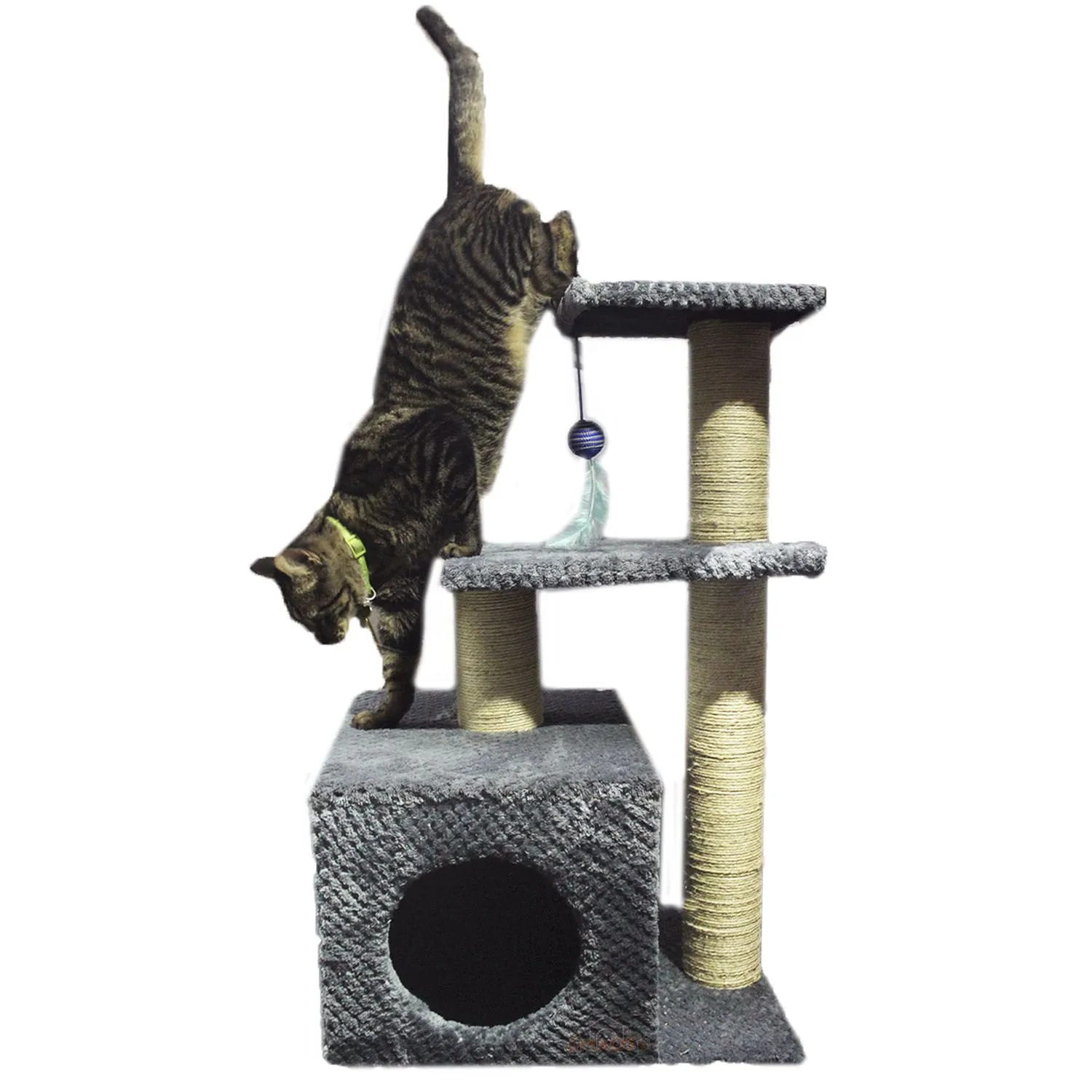 Gimnasio Rascador Para Gatos 48X38X80Cm Mediano Gris 5