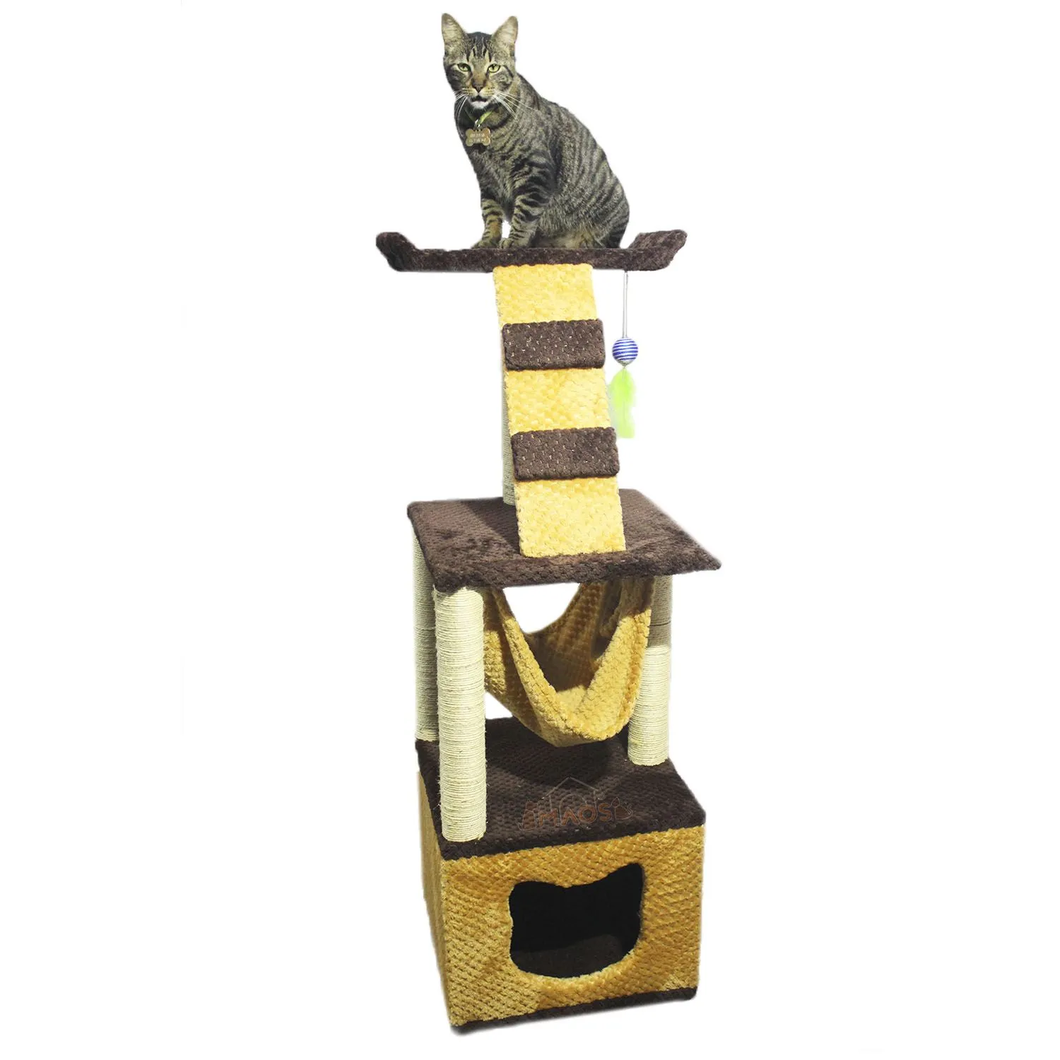 Gimnasio Rascador Para Gatos 40x40x125cm Mediano Café