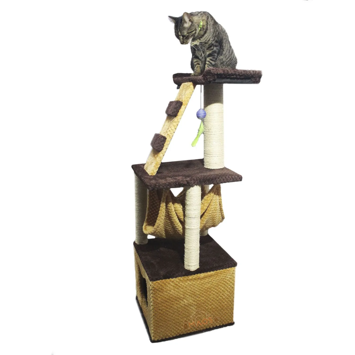 Gimnasio Rascador Para Gatos 40x40x125cm Mediano Café 4