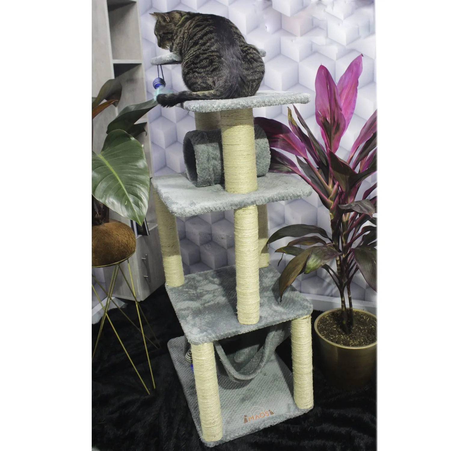 Gimnasio Rascador Para Gatos 60x40x130cm Mediano Gris