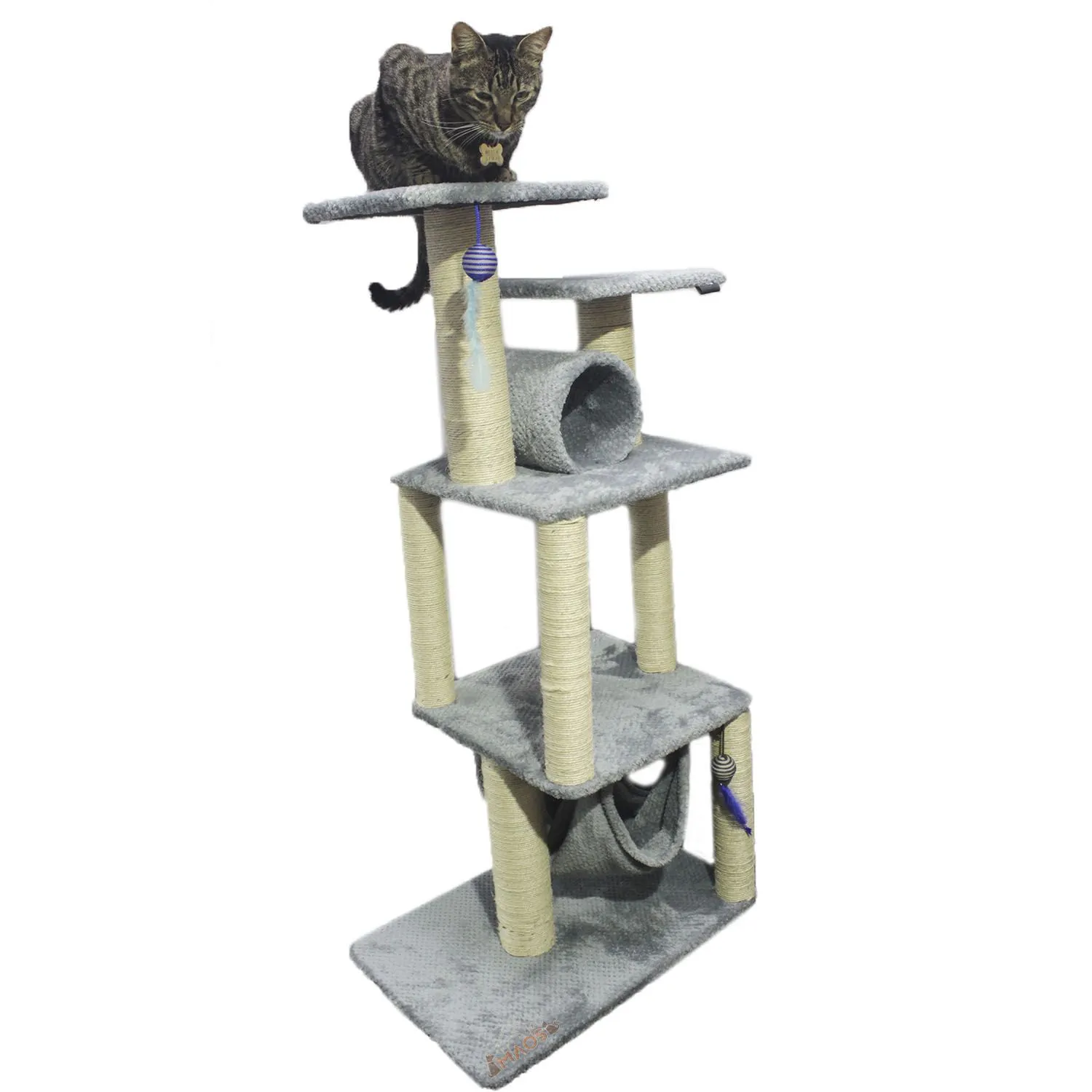 Gimnasio Rascador Para Gatos 60x40x130cm Mediano Gris 5