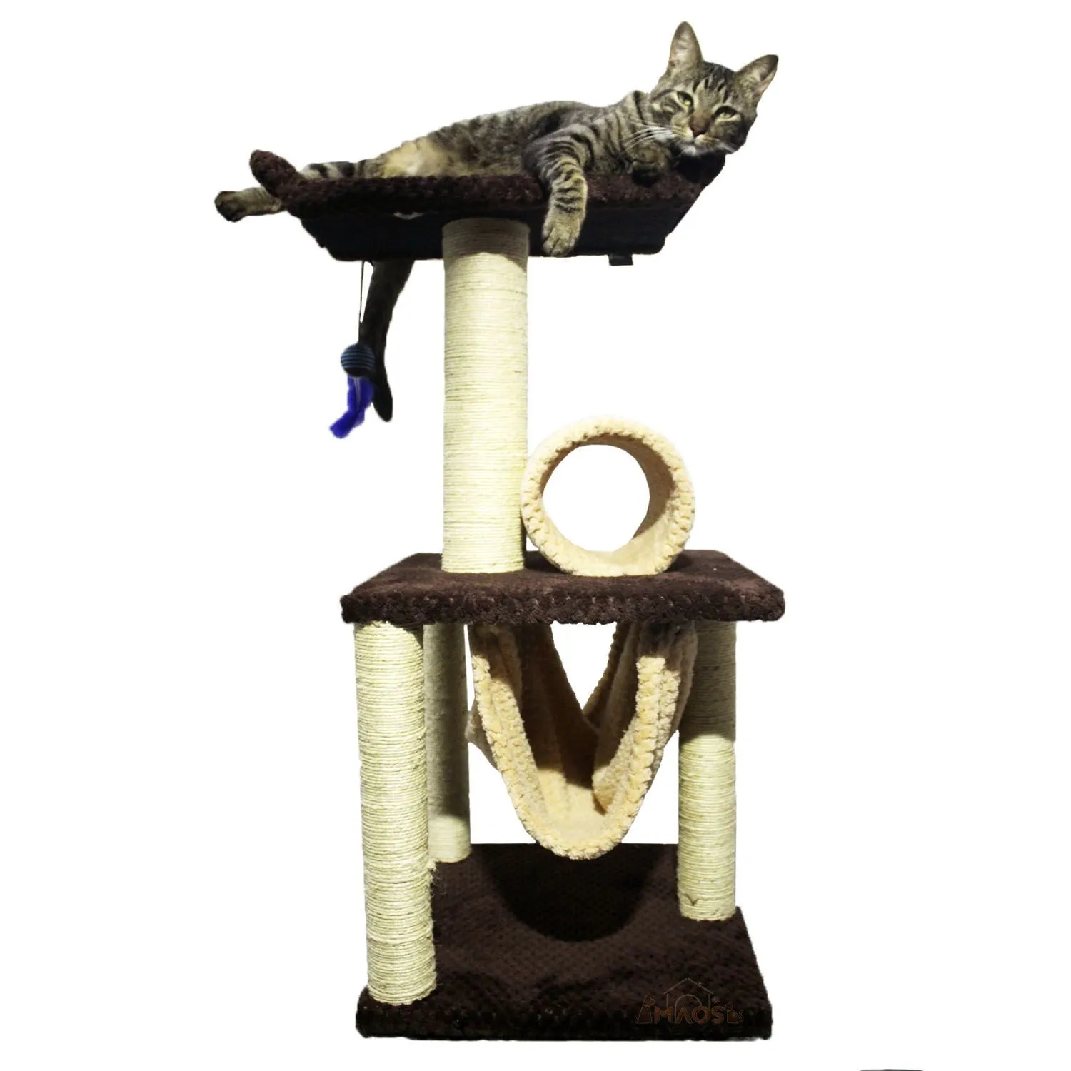 Gimnasio Rascador Para Gatos 40X40X90Cm Mediano Café
