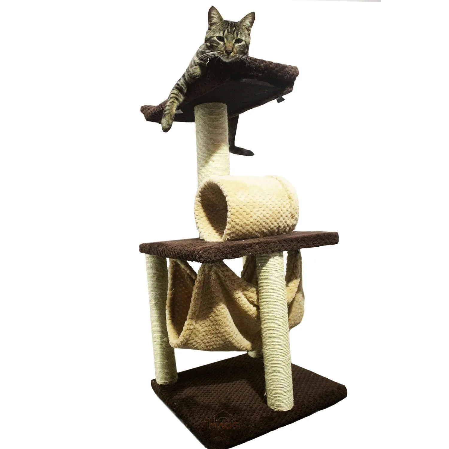 Gimnasio Rascador Para Gatos 40X40X90Cm Mediano Café