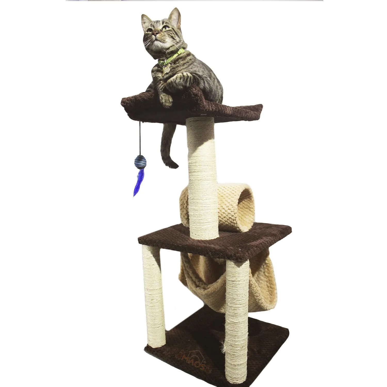 Gimnasio Rascador Para Gatos 40X40X90Cm Mediano Café 3