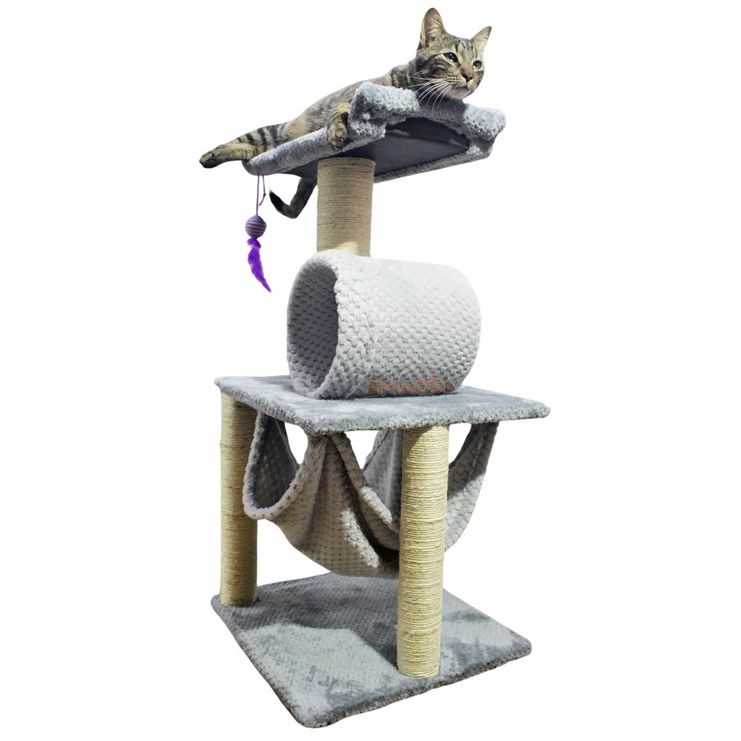 Gimnasio Rascador Para Gatos Mediano Gris 40X40X90Cm