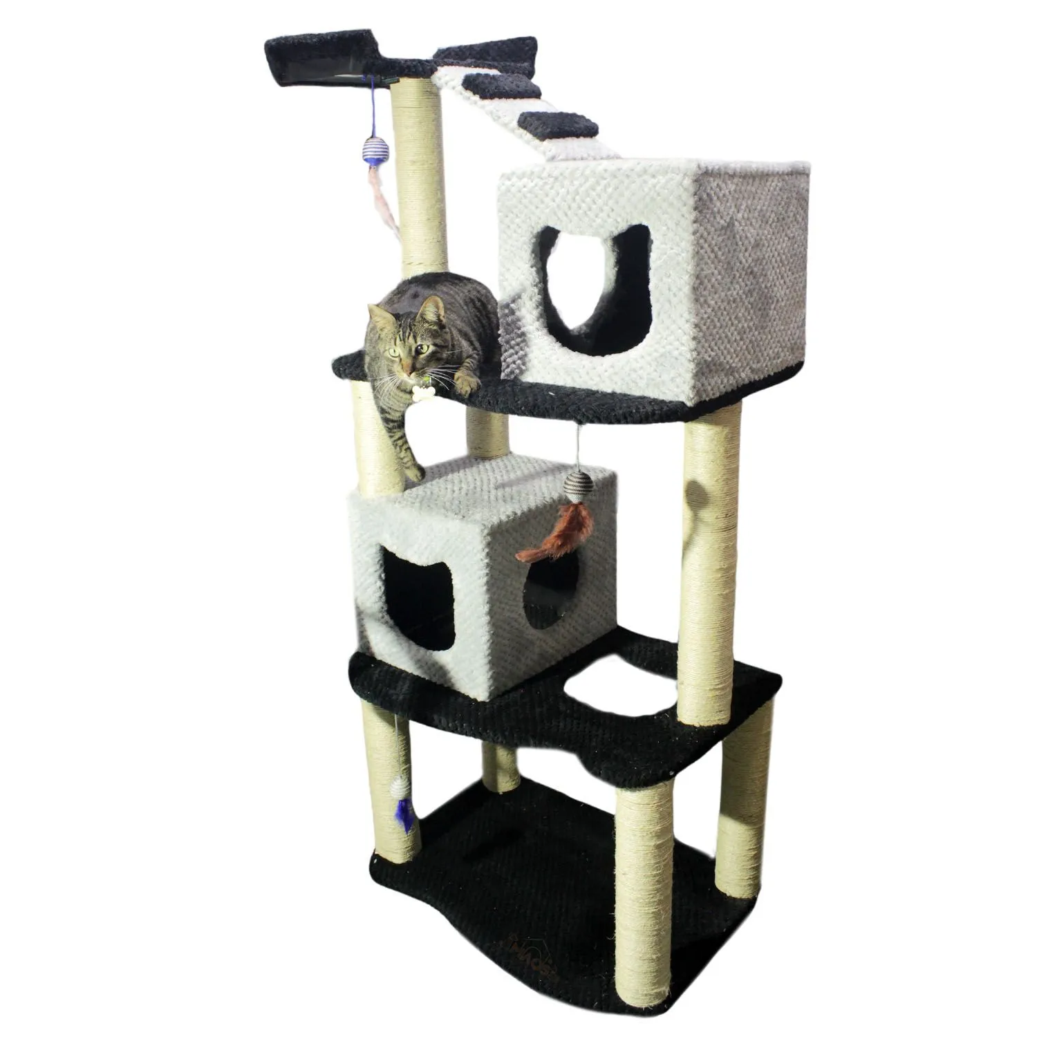 Gimnasio Rascador Para Gatos 70x50x160cm Mediano Negro 6
