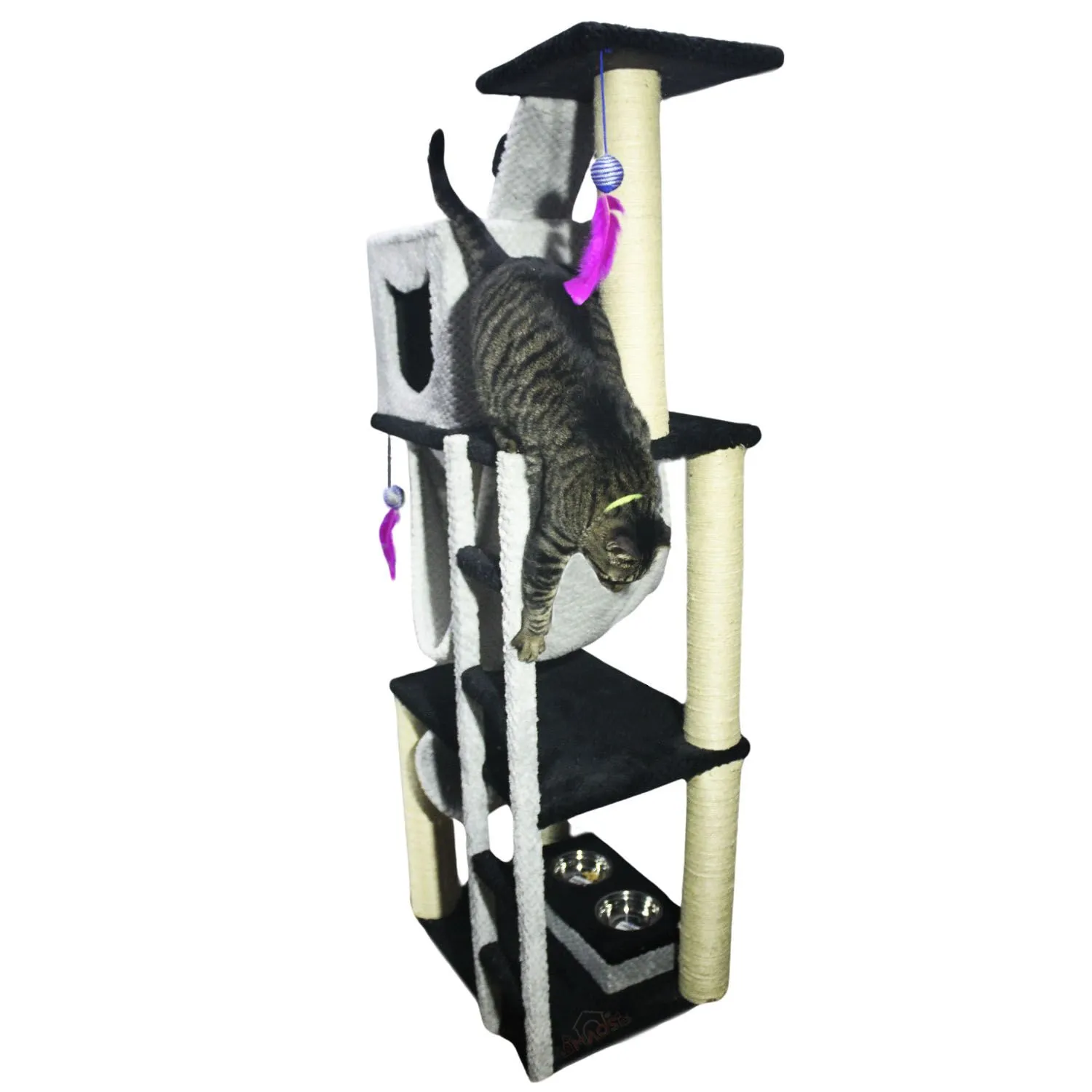 Gimnasio Rascador Para Gatos 60x40x160cm Mediano Negro 5
