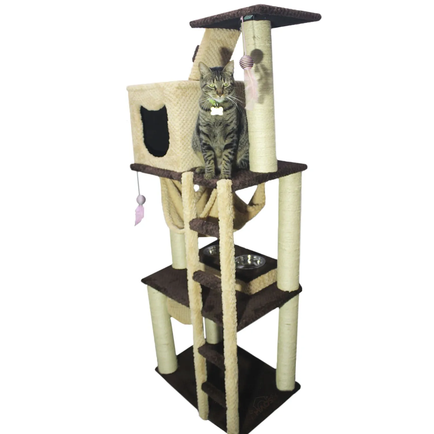 Gimnasio Rascador Para Gatos Mediano Café 60x40x160cm