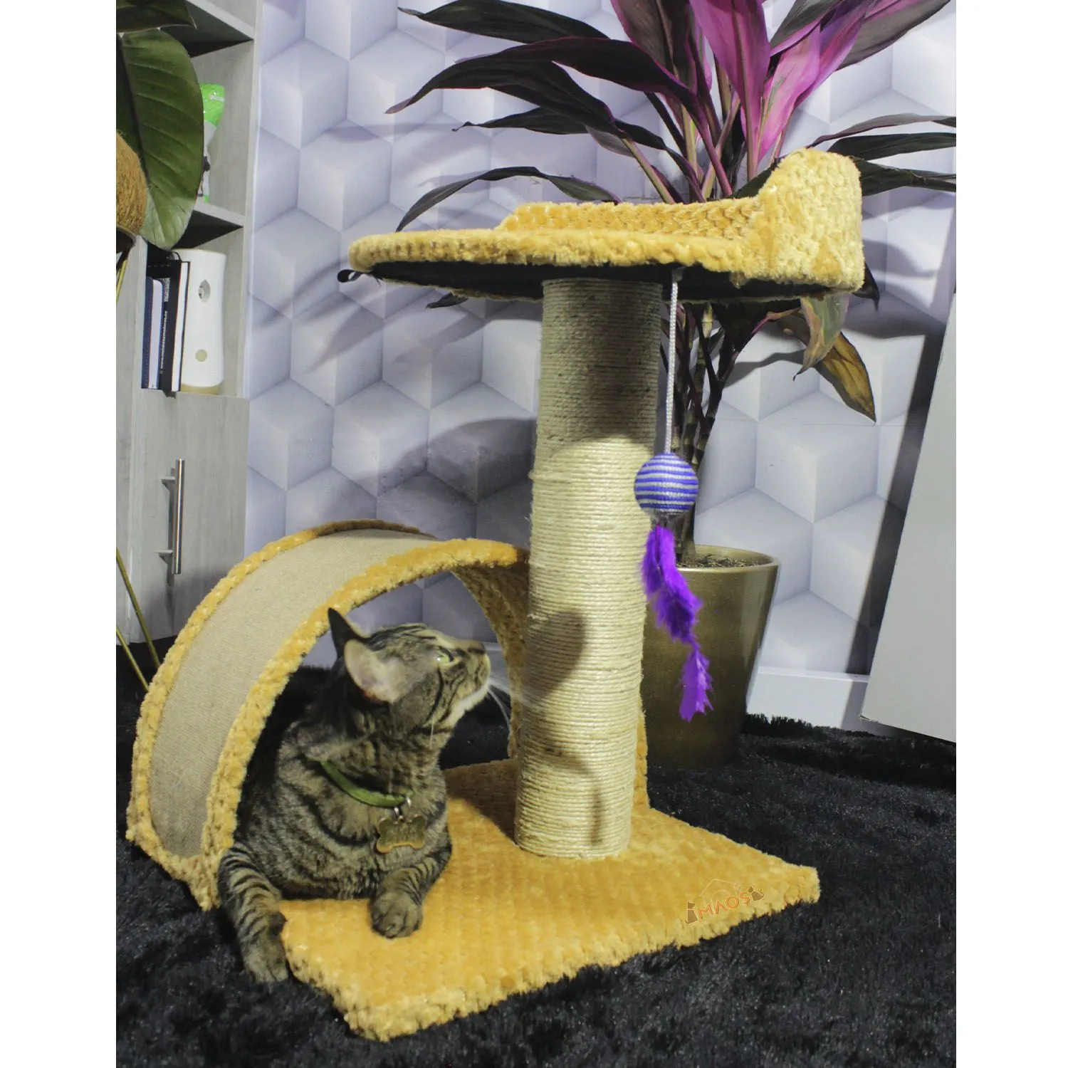Gimnasio Rascador Para Gatos 40X40X60Cm Mediano Beige 4
