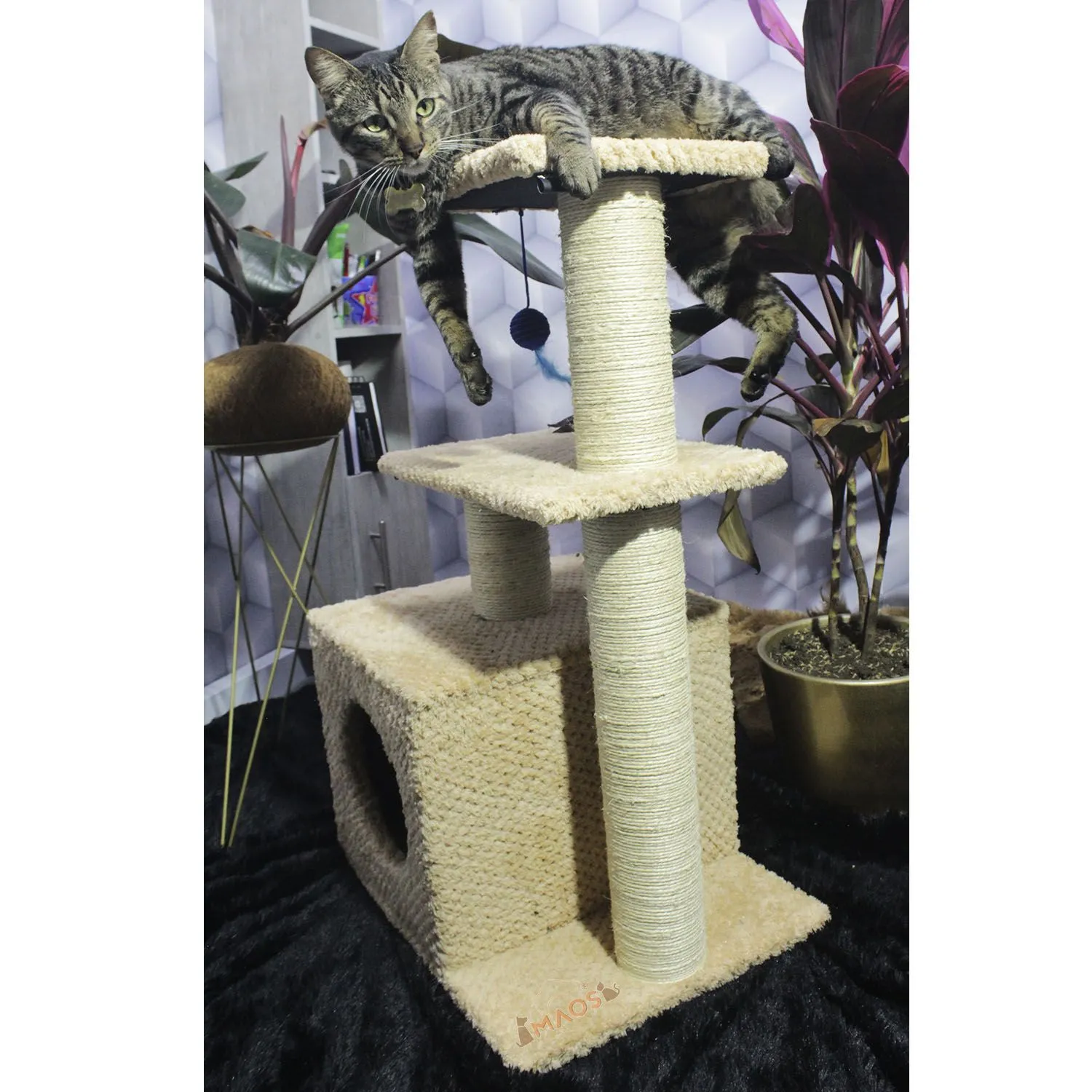 Gimnasio Rascador Para Gatos 48x38x80cm Mediano Beige