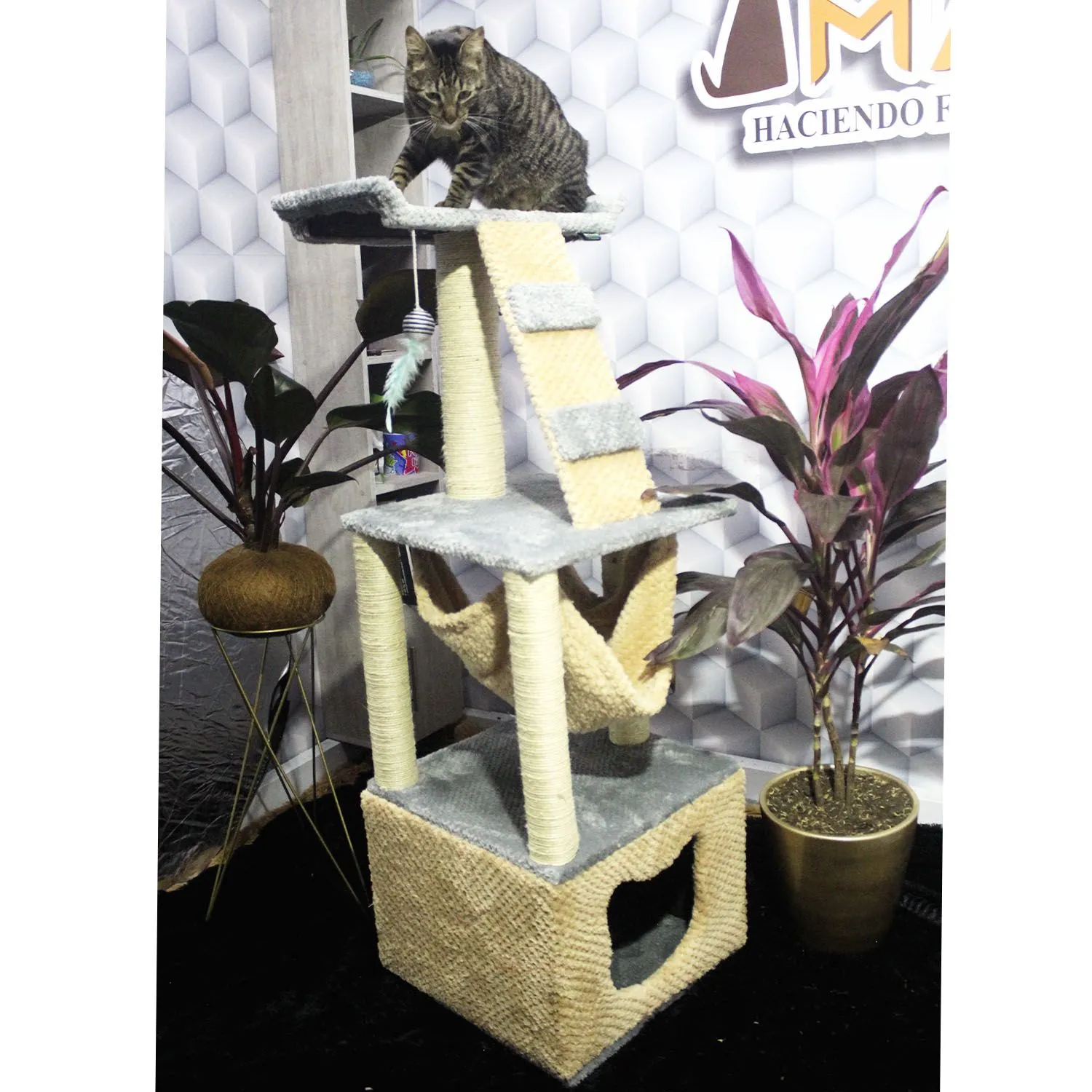 Gimnasio Rascador Para Gatos 40X40X125Cm Mediano Gris