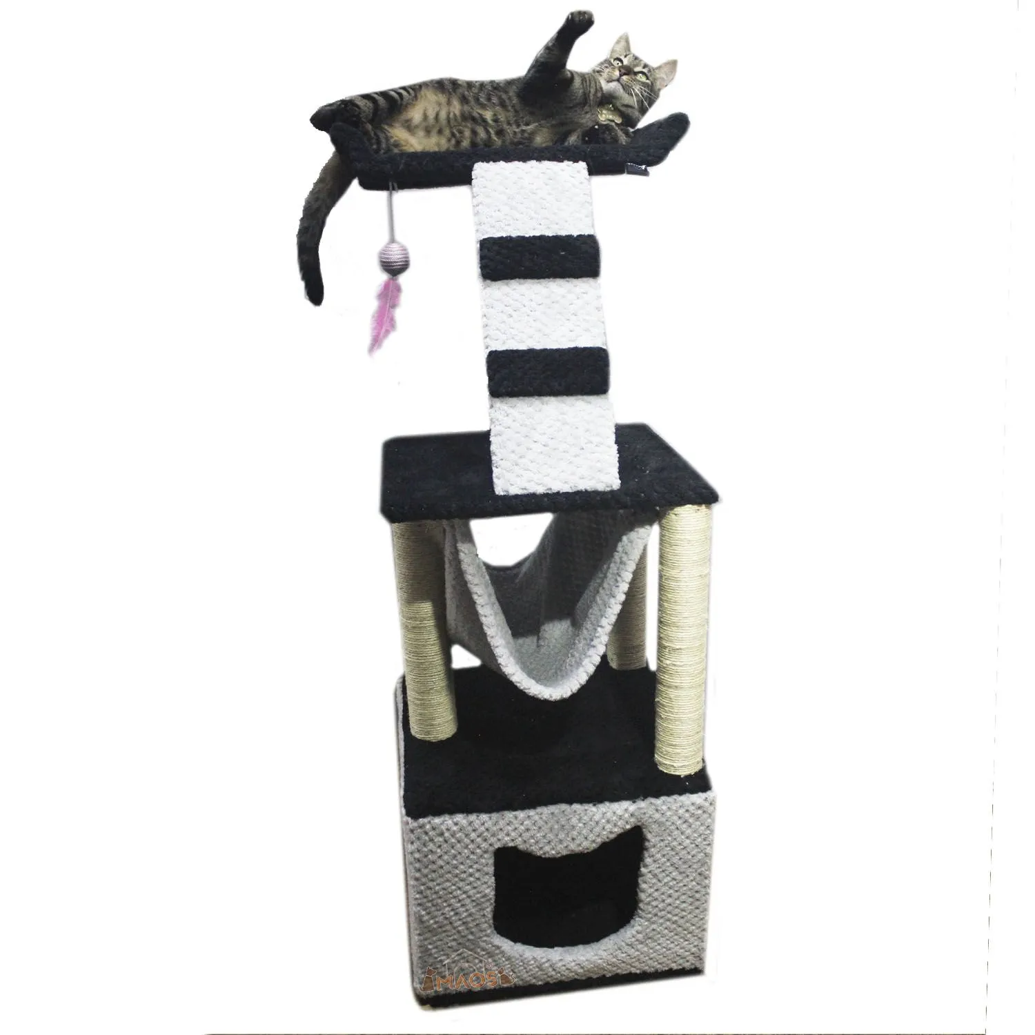 Gimnasio Rascador Para Gatos 40X40X125Cm Mediano Negro