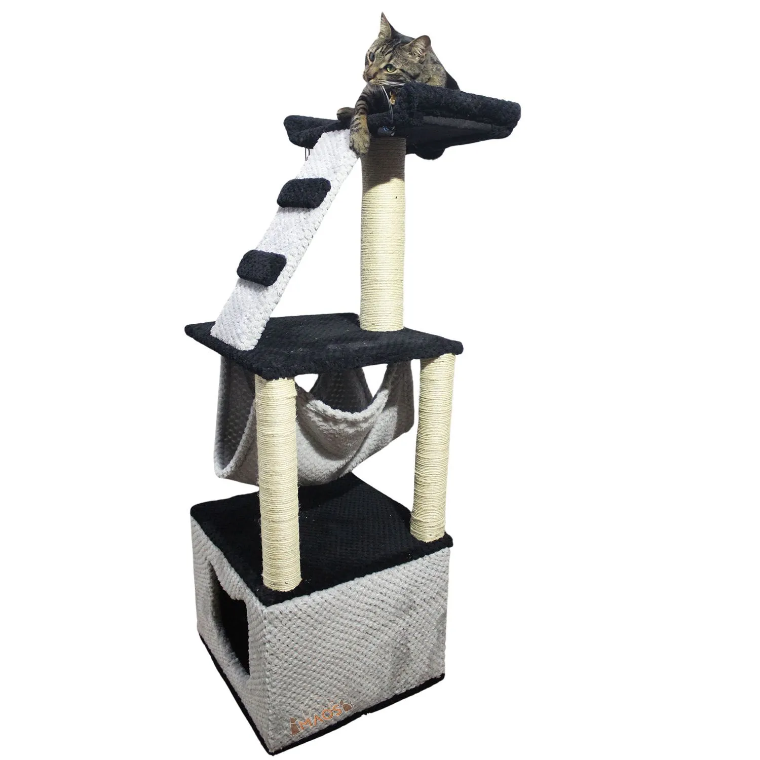 Gimnasio Rascador Para Gatos 40X40X125Cm Mediano Negro 4