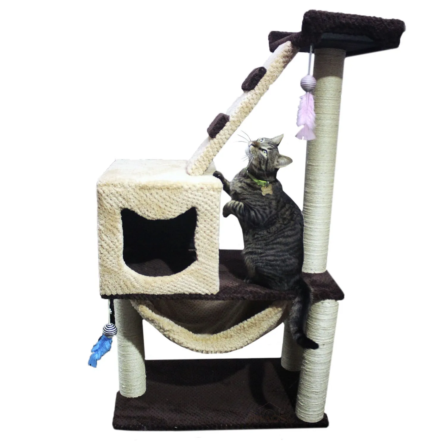 Gimnasio Rascador Para Gatos 70X40X130Cm Mediano Café