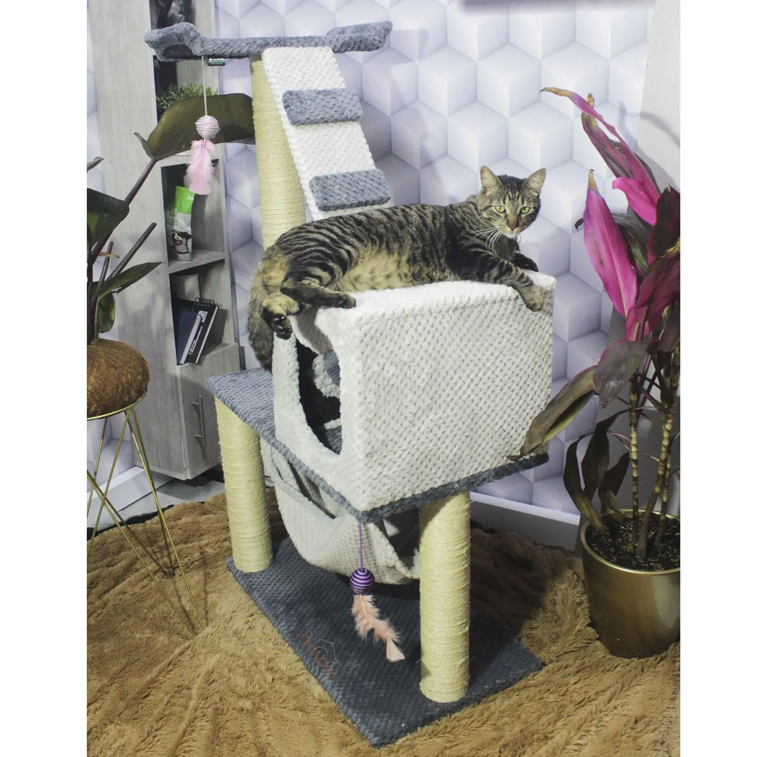 Gimnasio Rascador Para Gatos 70X40X130Cm Mediano 4