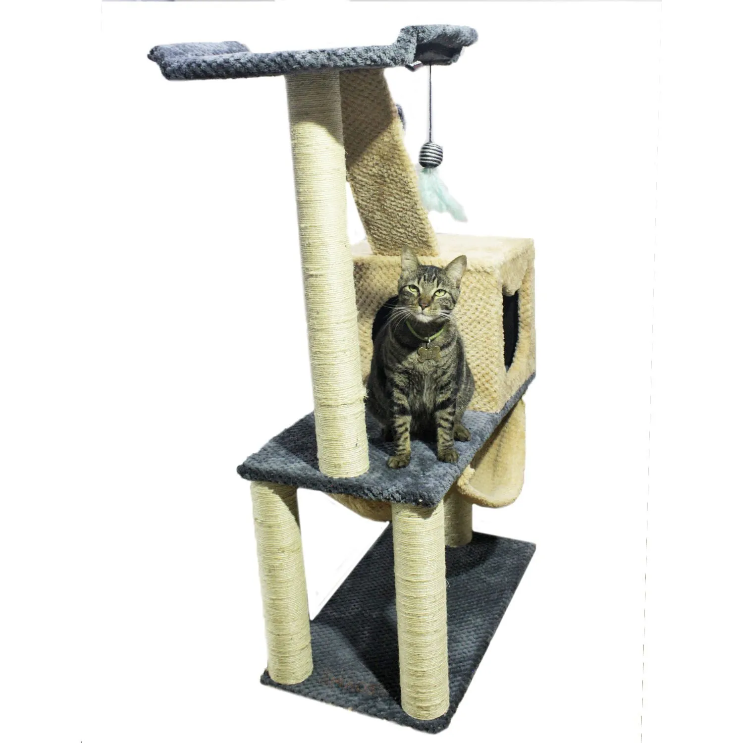Gimnasio Rascador Para Gatos 70X40X130Cm Mediano Gris 5