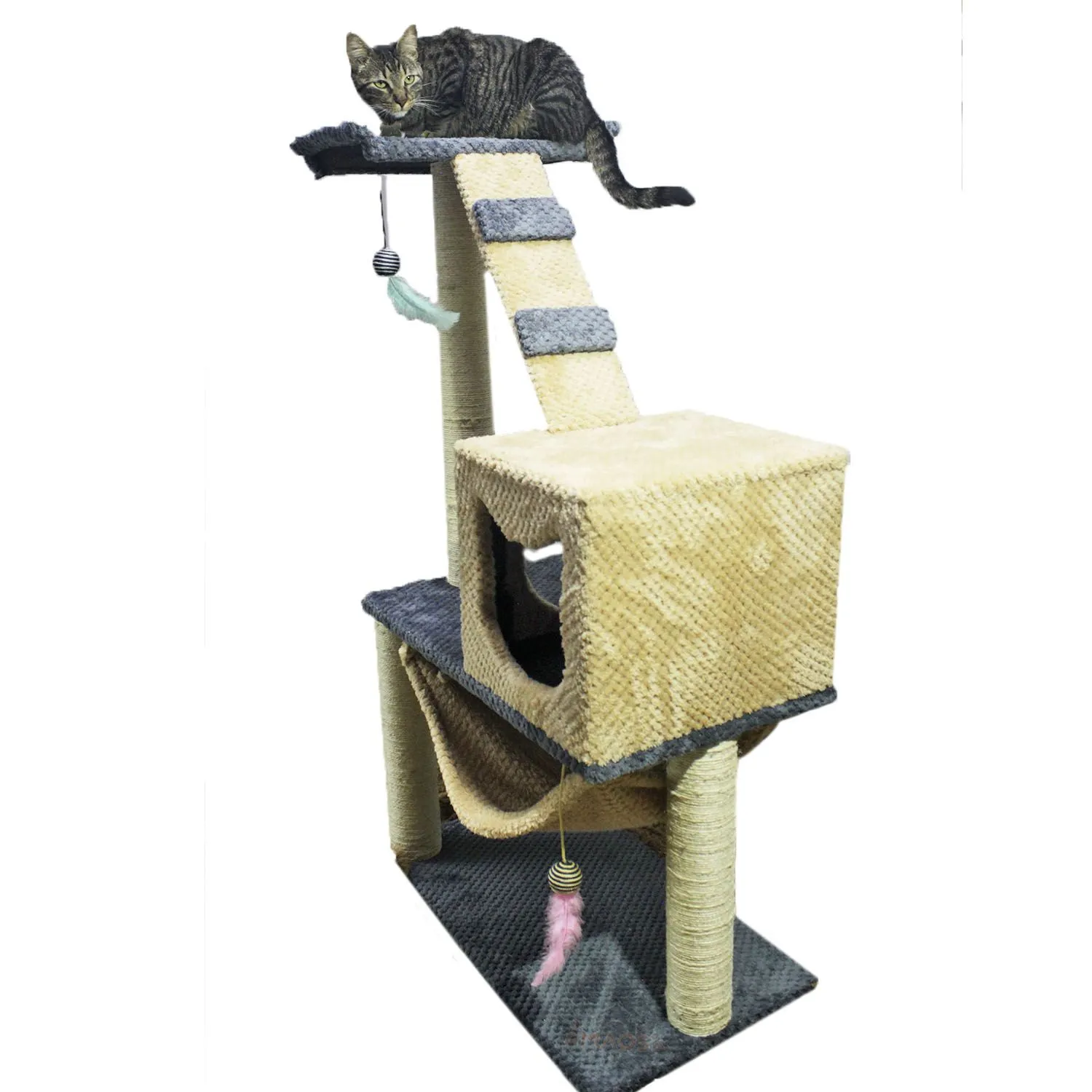 Gimnasio Rascador Para Gatos 70X40X130Cm Mediano Gris 6