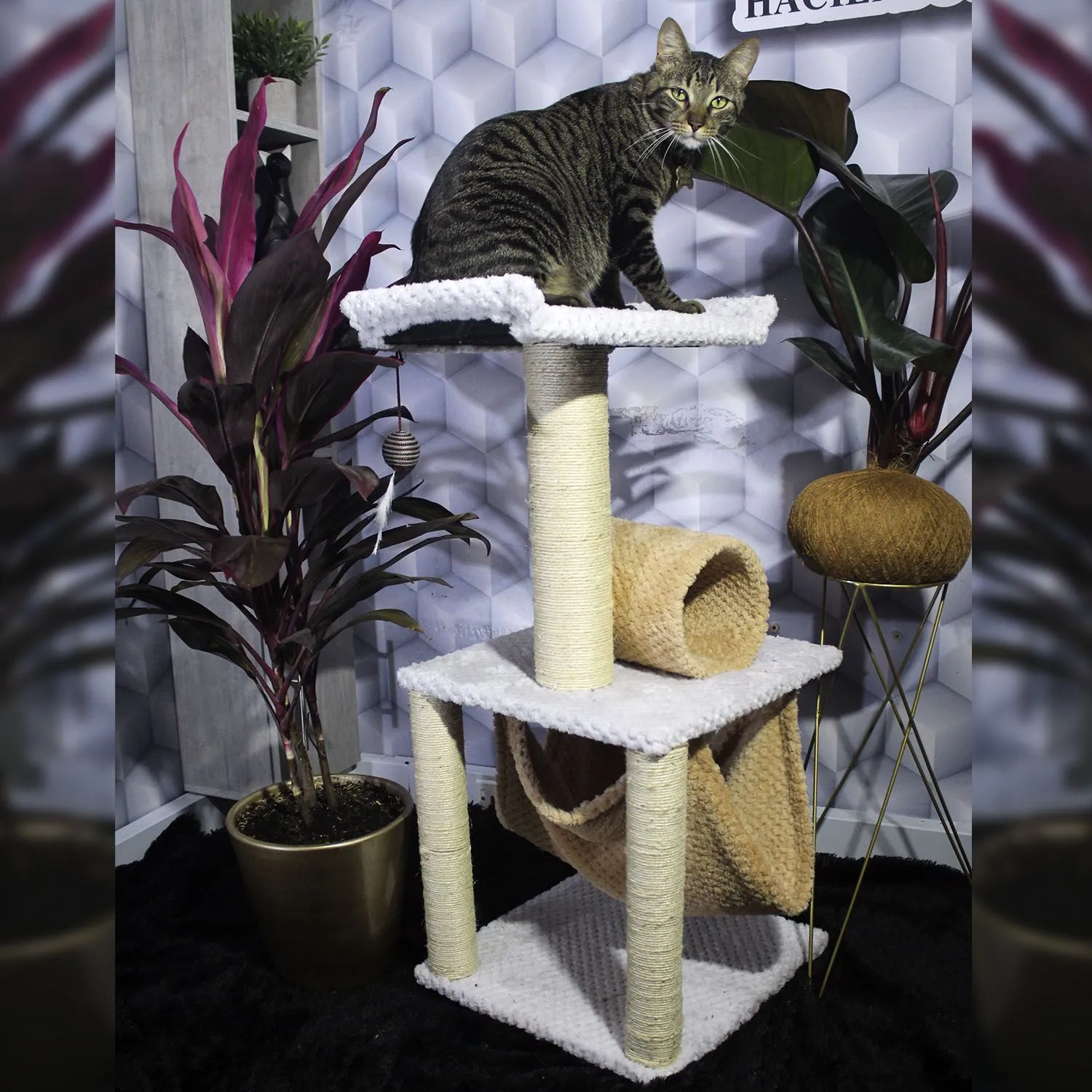 Gimnasio Rascador Para Gatos 40X40X90Cm Mediano Gris 3