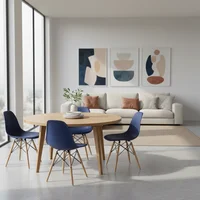 Set x4 Sillas Eames Modernas para Comedor o Sala Color Azul Ocean