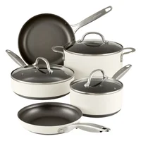Bateria de cocina 8 Piezas Anolon Antiadherente Anodizado Duro Crema