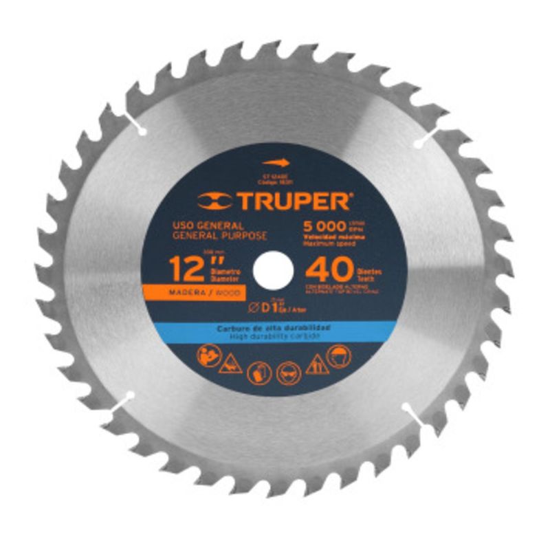 Sierra Circular de Carburo Tungsteno de 12 Pulgadas X 40 Dientes SICI ...