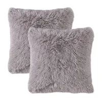 Cojín X2 Decorativo Peludo Gris Claro