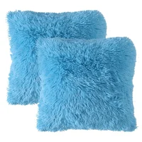 Cojín X2 Decorativo Peludo Azul Claro
