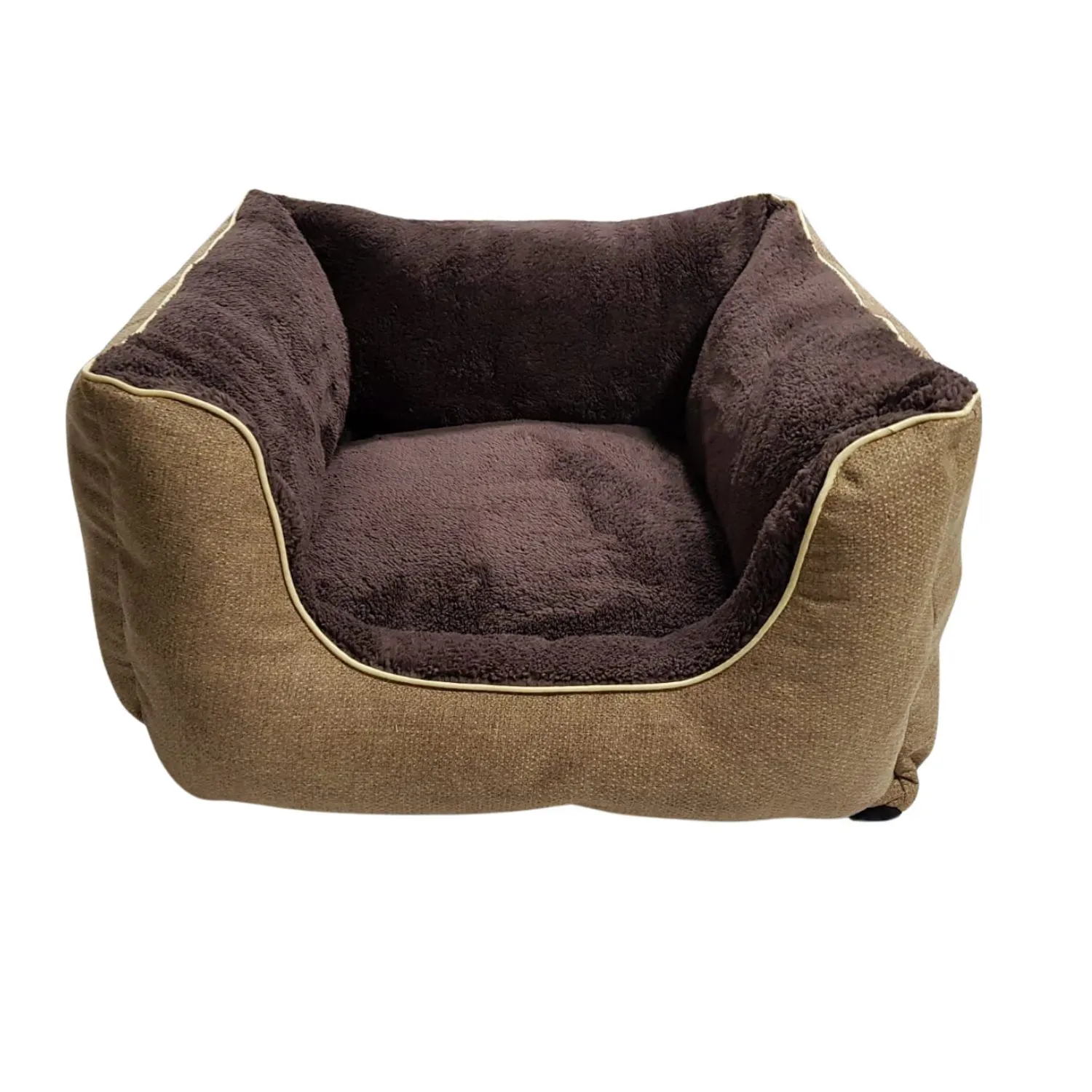 Cama Para Perros Square 50x50x30cm Pequeña Café Border